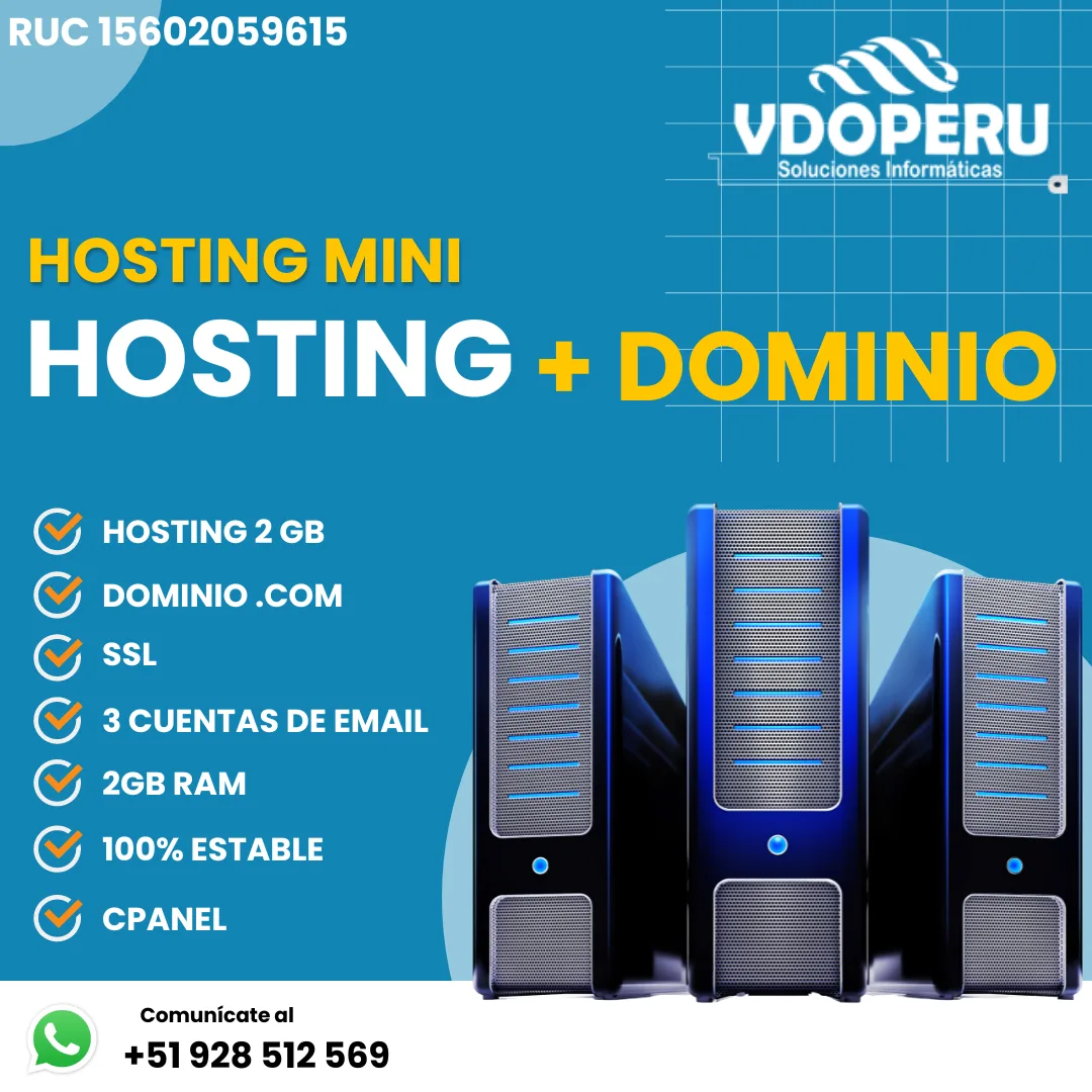 HOSTING + DOMINIO A S/ 100