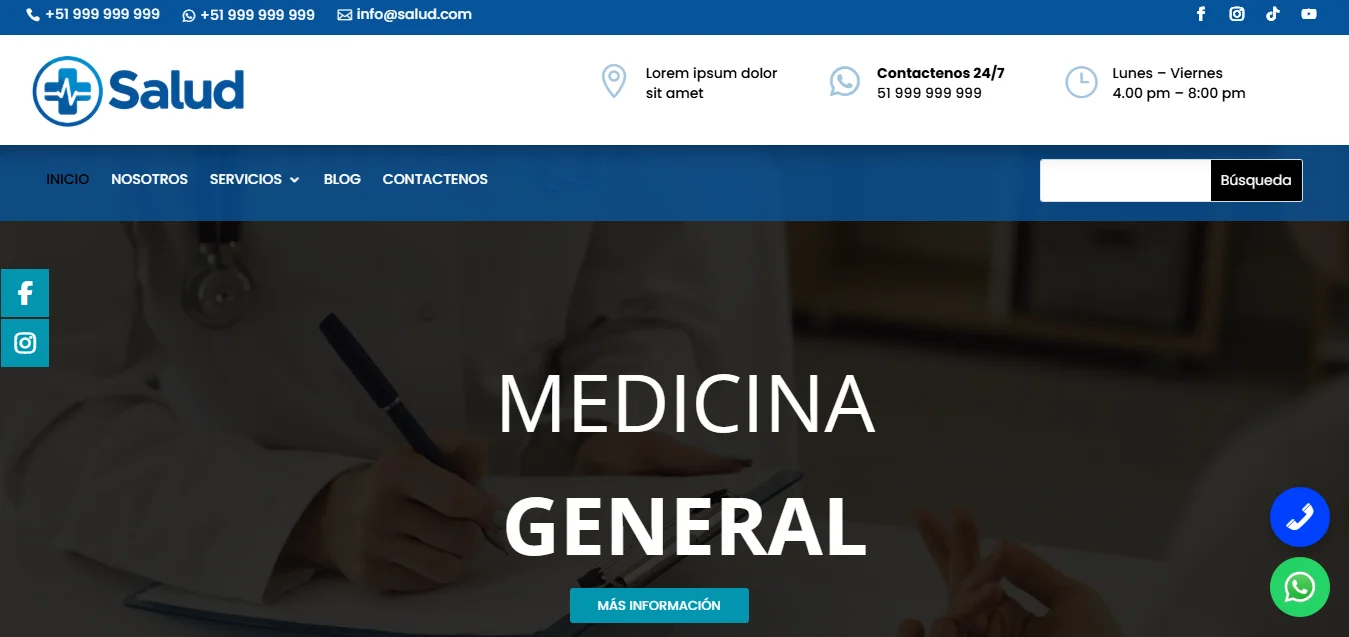 Plantilla Web Express para salud